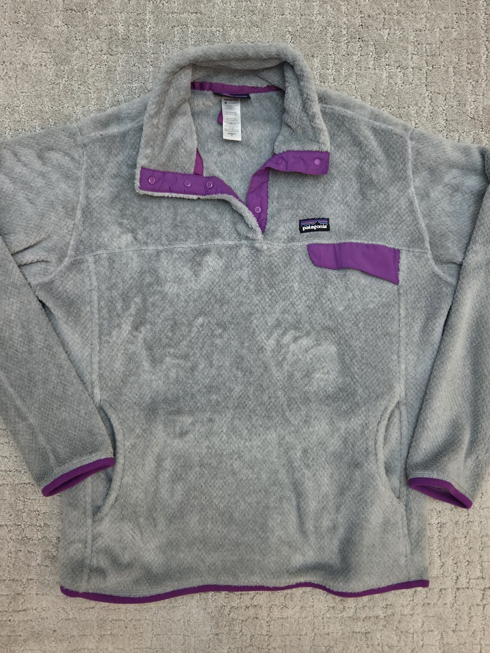 Patagonia Re-Tool Snap-T Fleece Pullover Grey Purple Womens XL